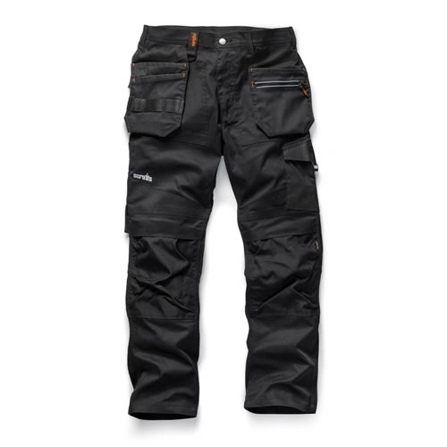 Scruffs Pro Trade Flex Plus Slim Fit Work Trousers Black - 30R | DIY at B&Q